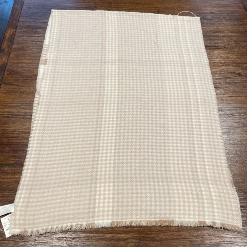 NWT FLAWED J.Crew Factory Marled Reversible Scarf Neutral Plaid Houndstooth Fall
